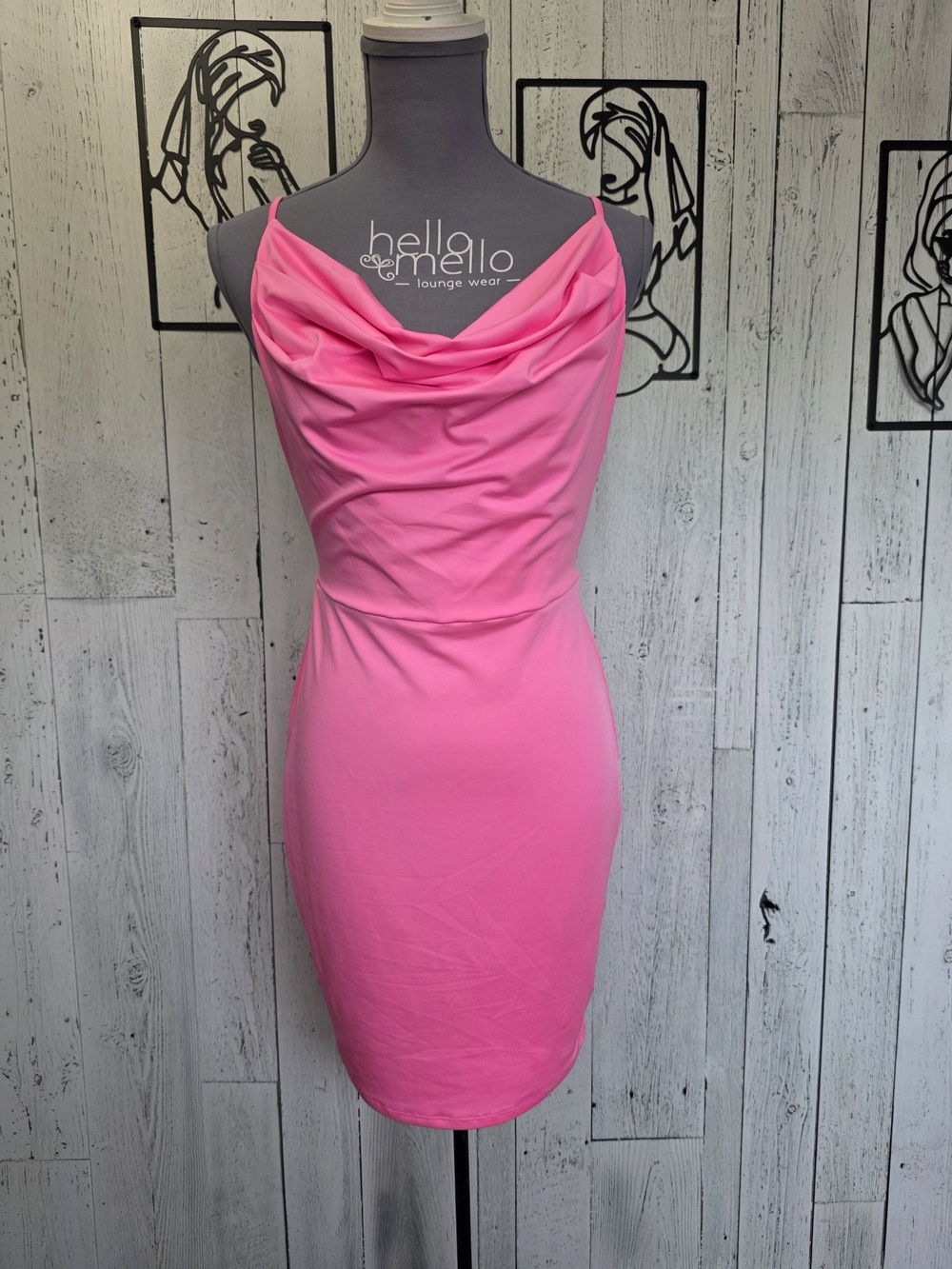 Forever 21 Bubblegum Pink Cowl Neck Open Back Bodycon Dress Size M Going Out